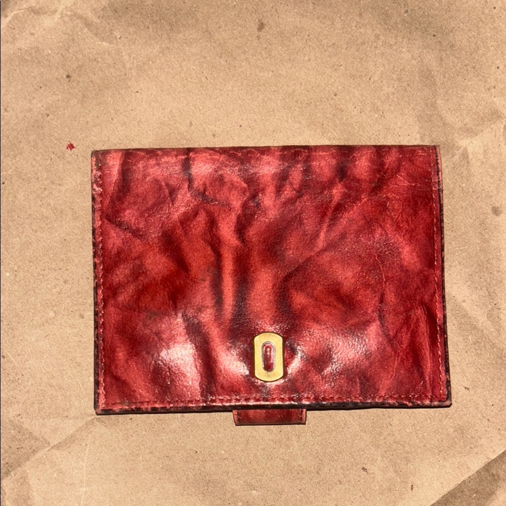 Princess Gardener Elegant Red Leather Wallet with Gold Accent